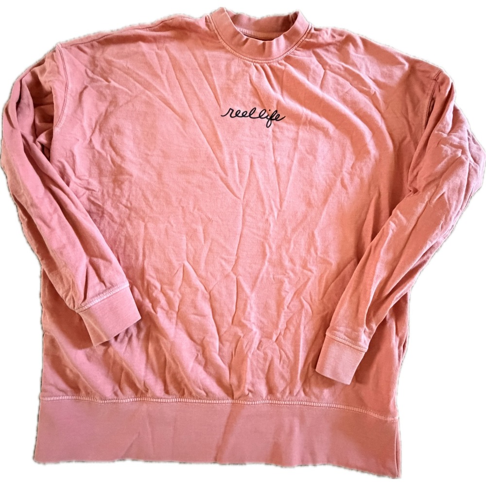 Reel Life Womens Sweatshirt Small Pink Get Lost Graphic Crewneck French Terry